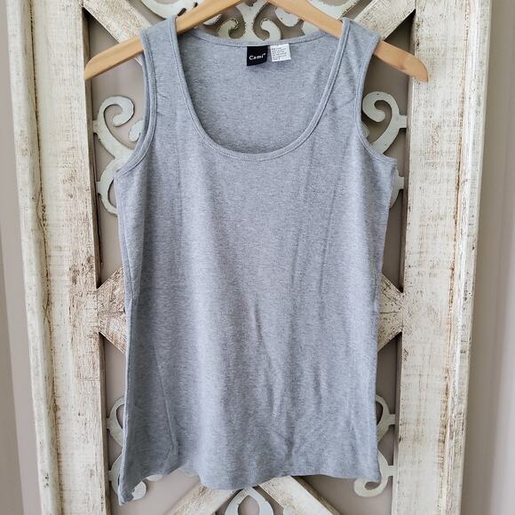 Cami Women's Sleeveless Basic Scoop Neck Cotton Tank Top in Gray Size Medium - Picture 1 of 3